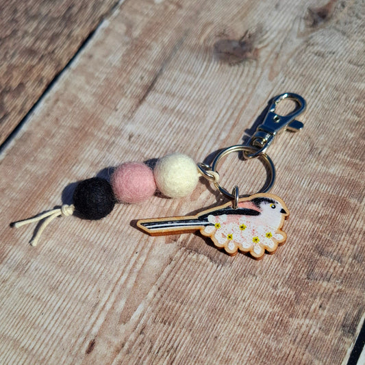 Long Tailed Tit Bag Charm Keyring