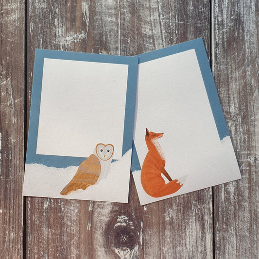 Fox and Barn Owl in the Snow Gift Note Set