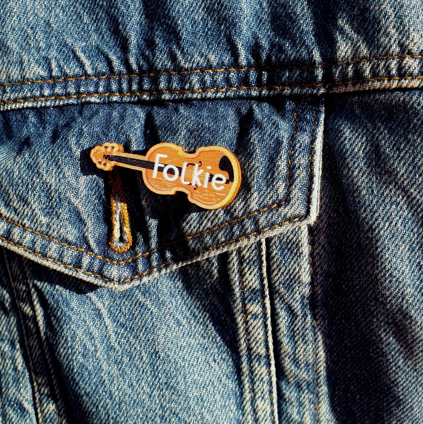 Folkie Wooden Pin Brooch