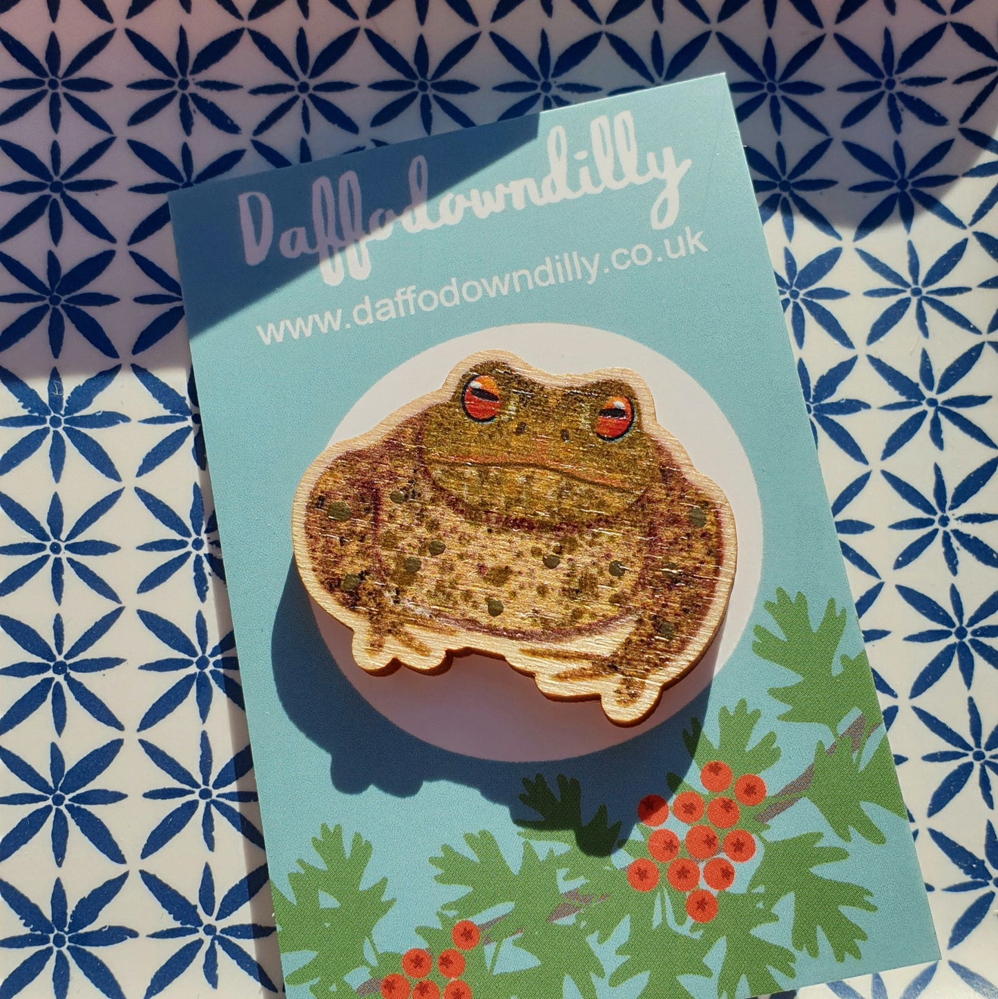 Toad Wooden Brooch Pin