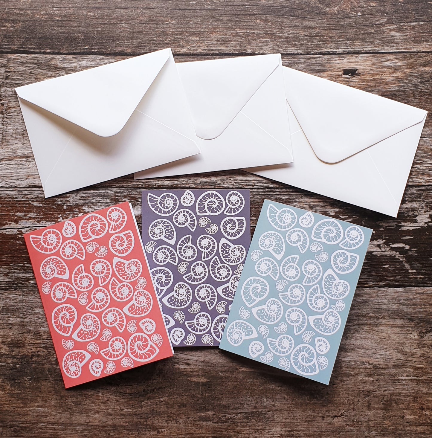 Ammonite Love Notelet Greeting Card - Coral