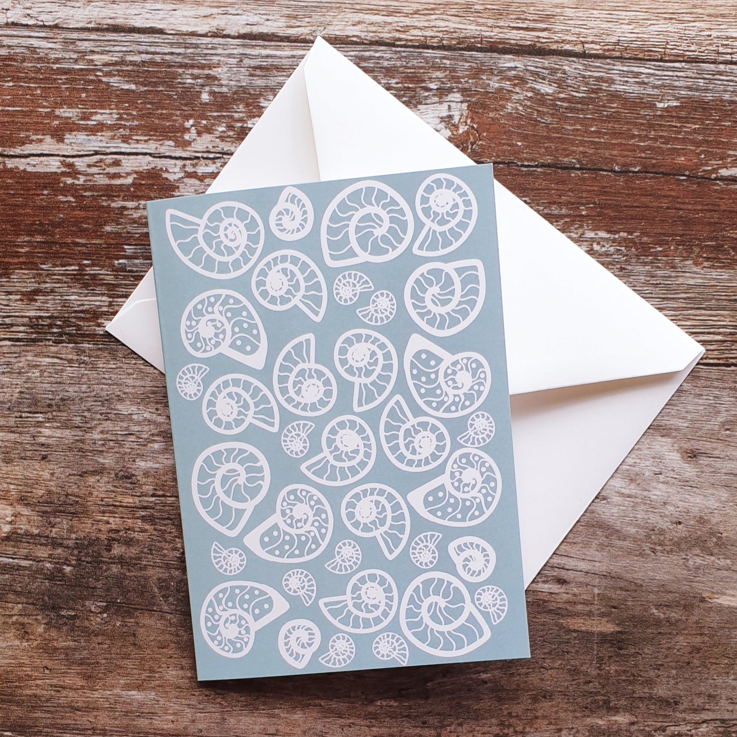 Ammonite Love Notelet Greeting Card - Coral