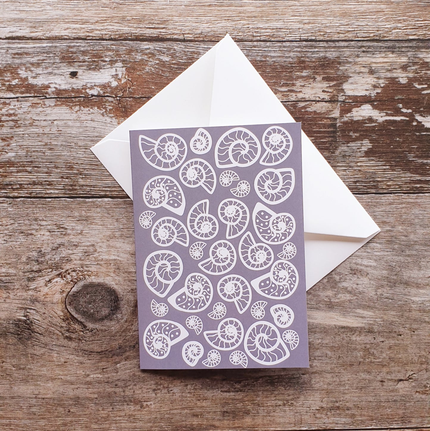 Ammonite Love Notelet Greeting Card - Coral