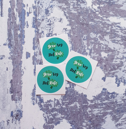 Grow Veg Not Hate 38mm Vinyl Sticker