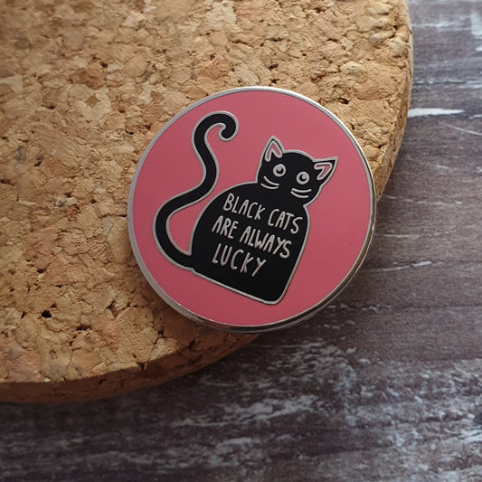 Black Cats Are Always Lucky Hard Enamel Brooch