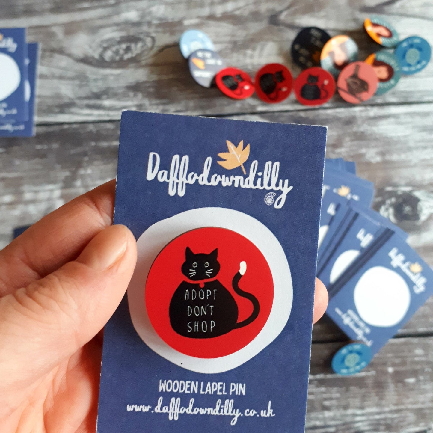 Adopt Don't Shop Wooden Lapel Pin
