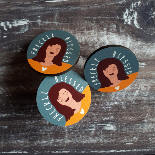 Freckle Blessed Wooden Lapel Pin