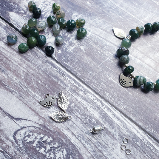 Moss Agate Little Bird Bracelet Kit