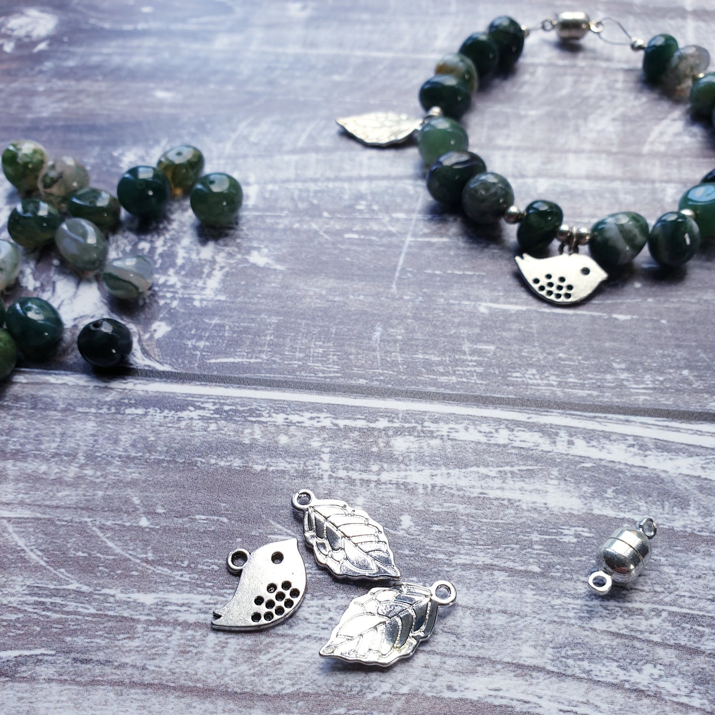 Moss Agate Little Bird Bracelet Kit