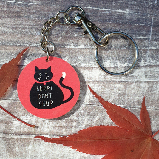 Adopt Don't Shop Wooden Keyring