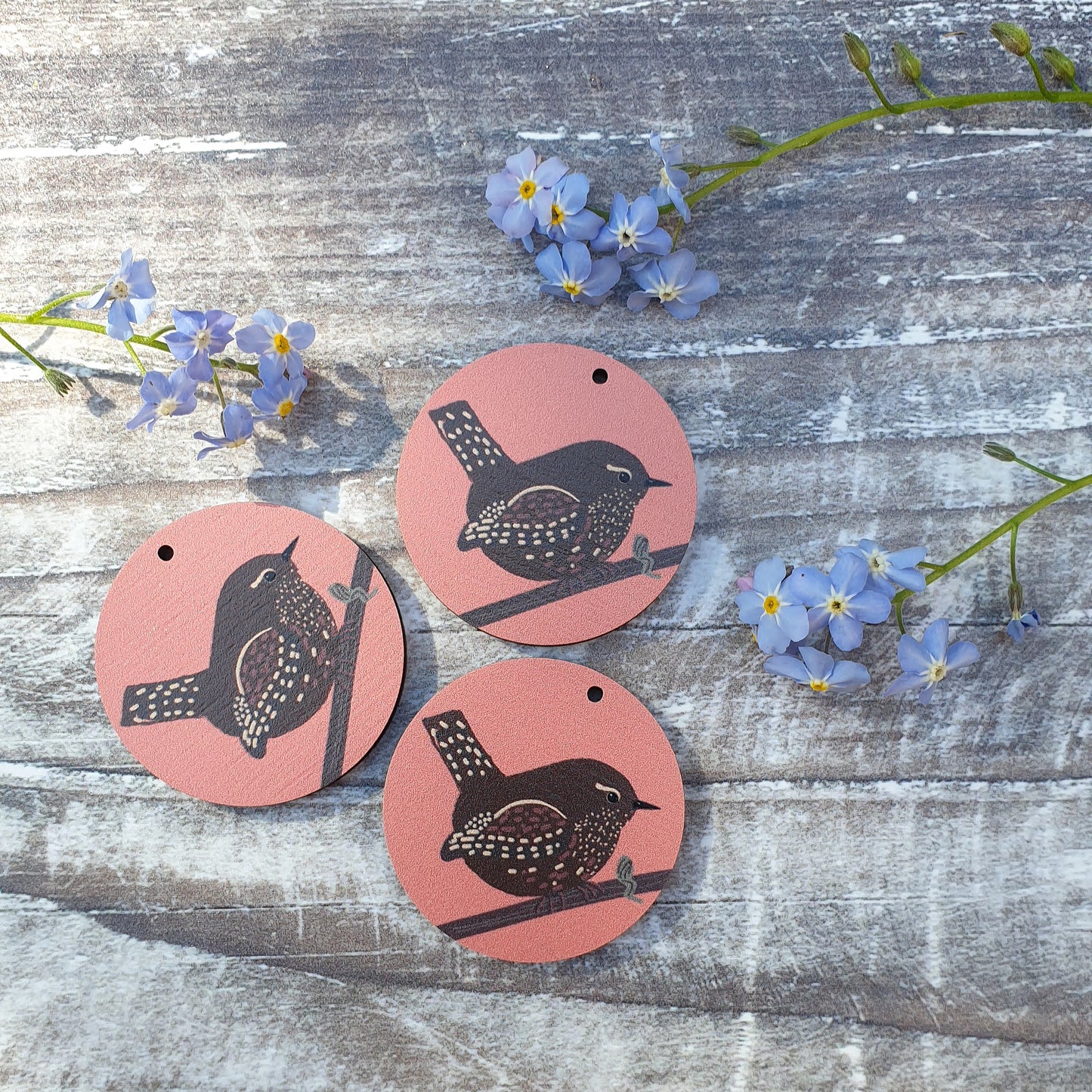 Jenny Wren Wooden Keyring