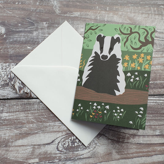Springtime Badger Greeting Card