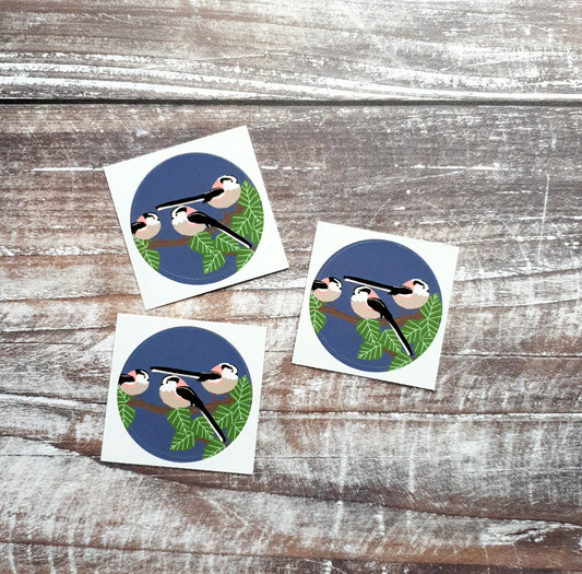Long Tailed Tits 38mm Vinyl Sticker