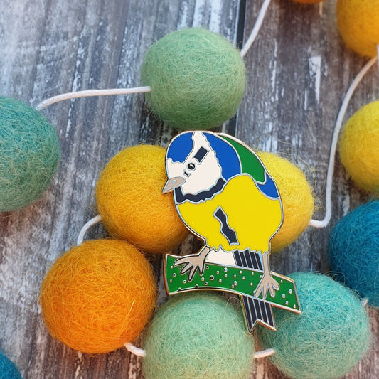 Bluetit hard enamel brooch
