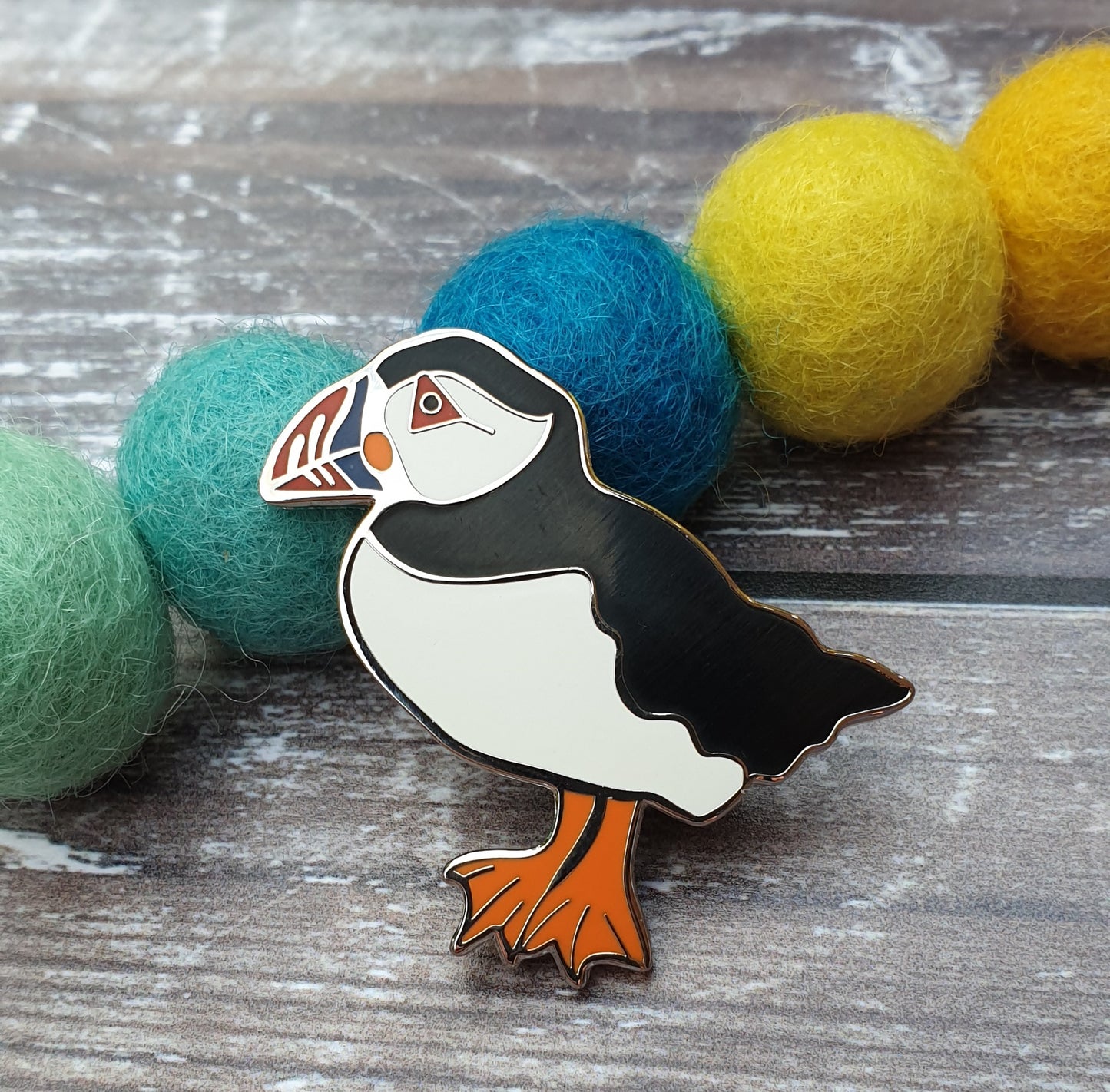 Puffin hard enamel brooch