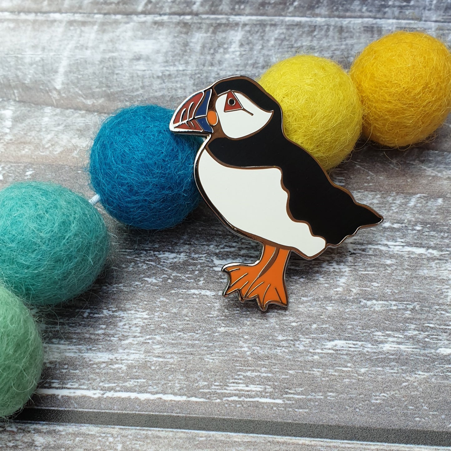 Puffin hard enamel brooch