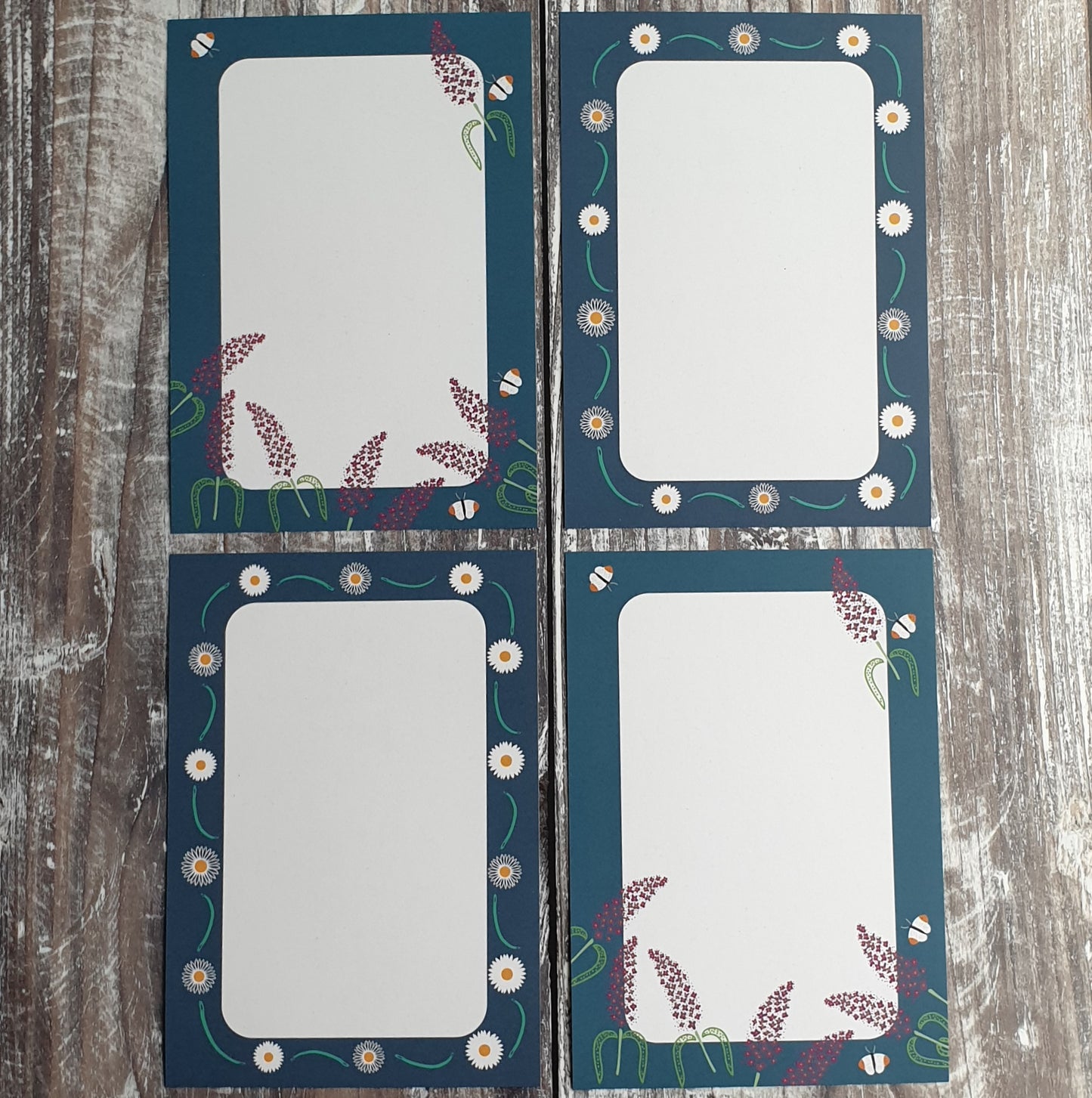 Buddleia and Daisies Gift Notes - Set of 4