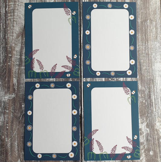 Buddleia and Daisies Gift Notes - Set of 4