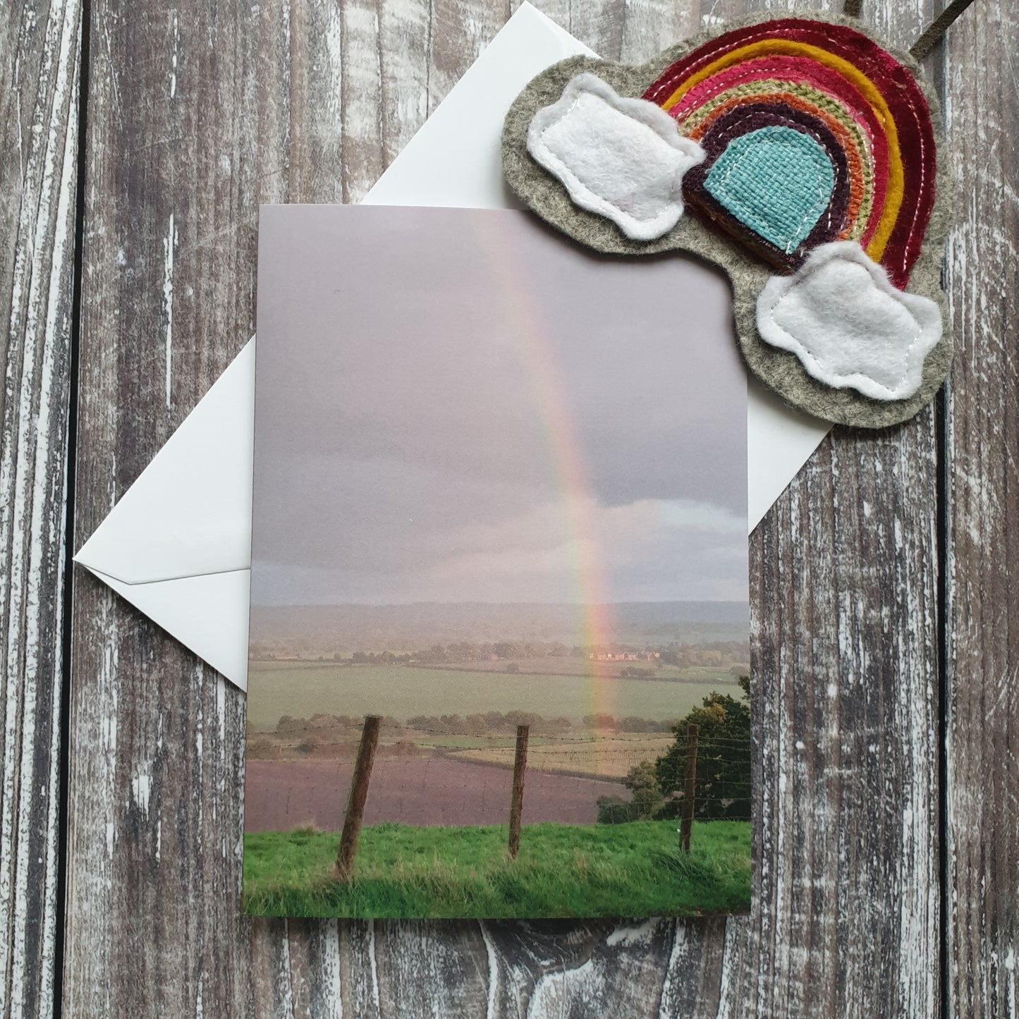 Rainbow over Lyth Hill Photographic Greeting Card