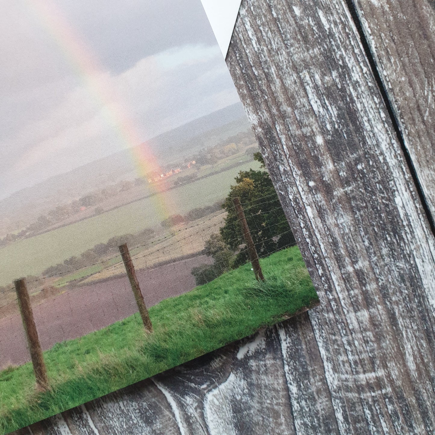 Rainbow over Lyth Hill Photographic Greeting Card