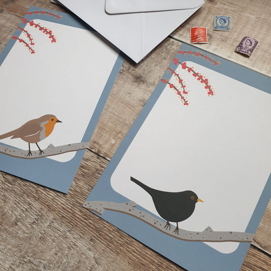 Blackbird and Robin A5 Writing Paper Set