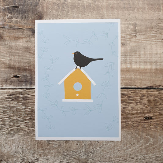 Blackbird and Birdbox Art Print