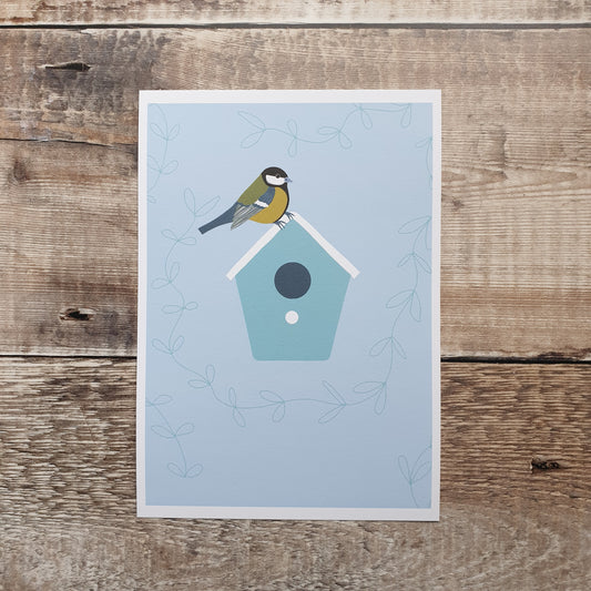Great Tit and Birdbox Art Print