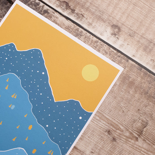 Blue Remembered Hills - Turquoise Art Print