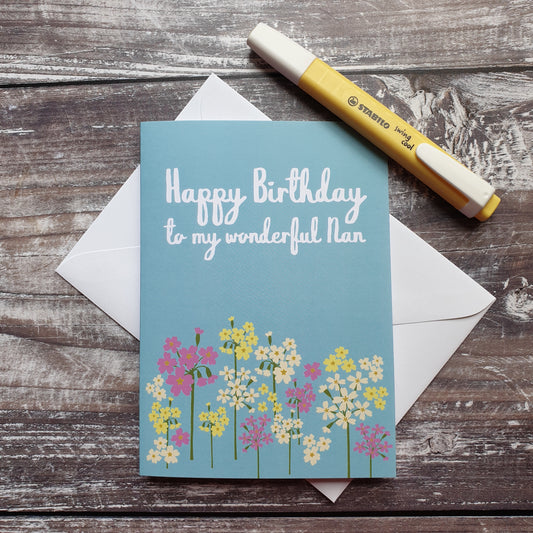 Happy Birthday to my Wonderful Nan Greeting Card
