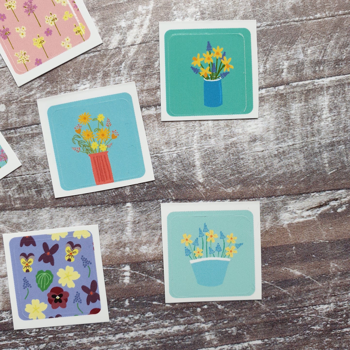 Spring Flowers Envelope Sticker Set - 6 stickers
