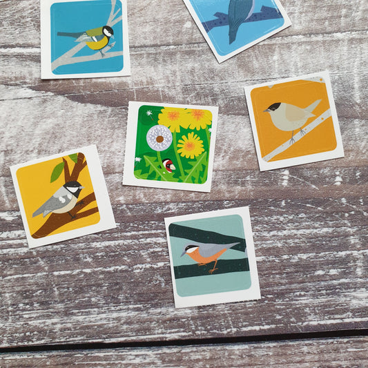 Garden Birds Envelope Sticker Set - 6 stickers