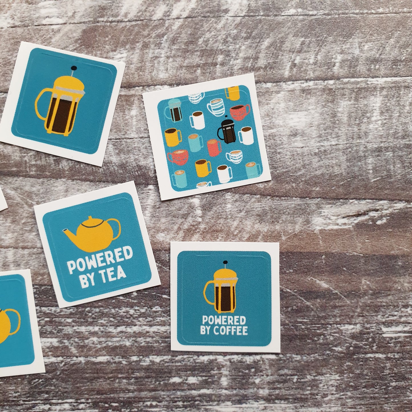 Coffee and Tea Envelope Sticker Set - 6 stickers