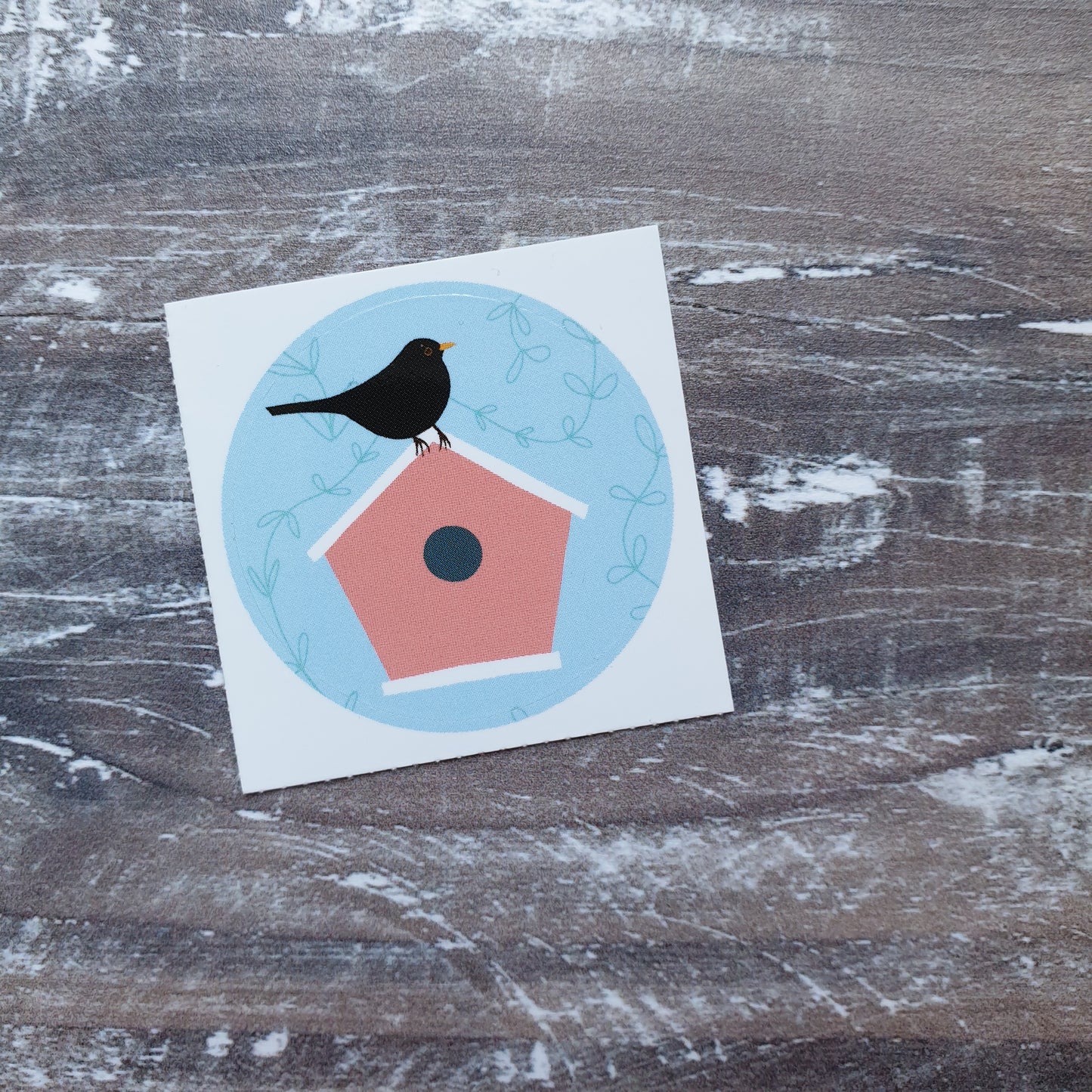Blackbird on Birdbox 38mm Vinyl Sticker