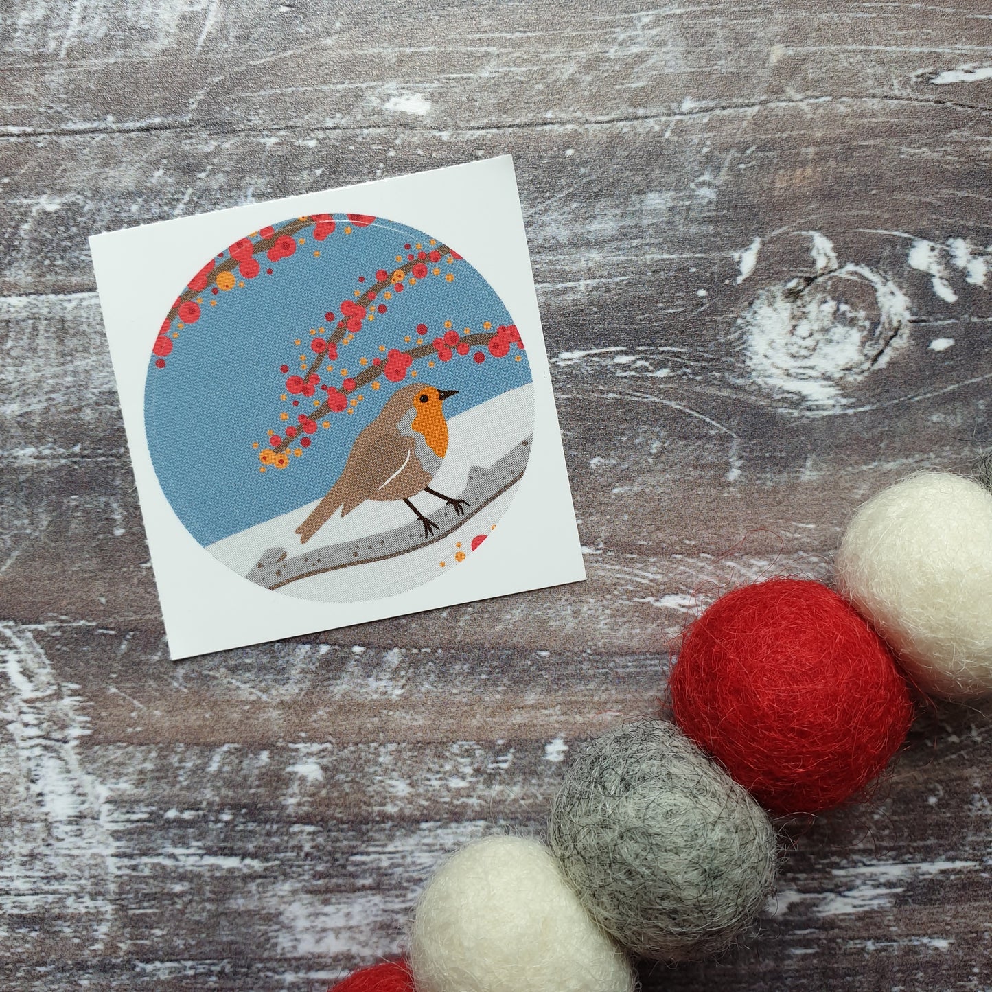 Robin in the Snow 38mm Vinyl Sticker