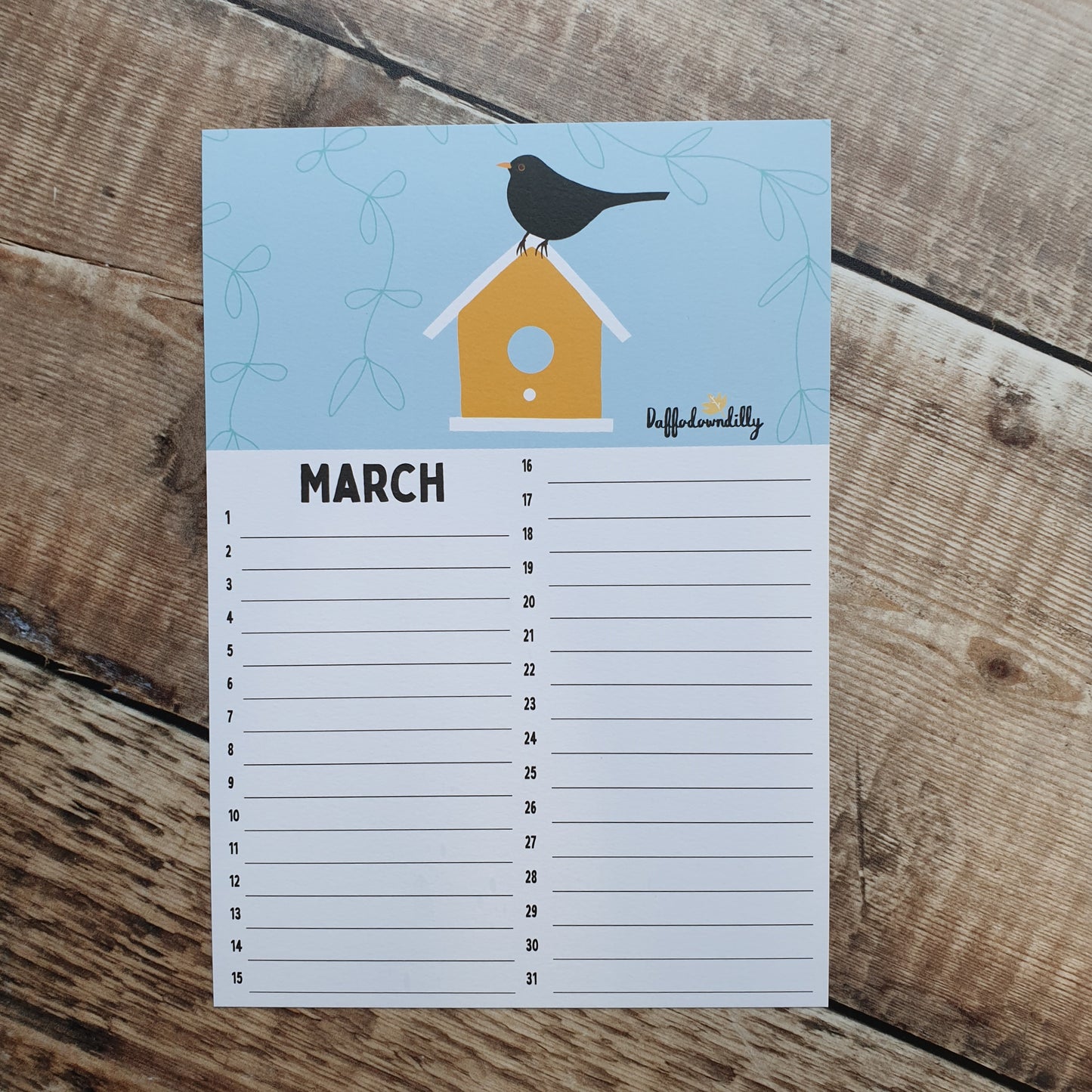 Perpetual A5 Calendar Sheets