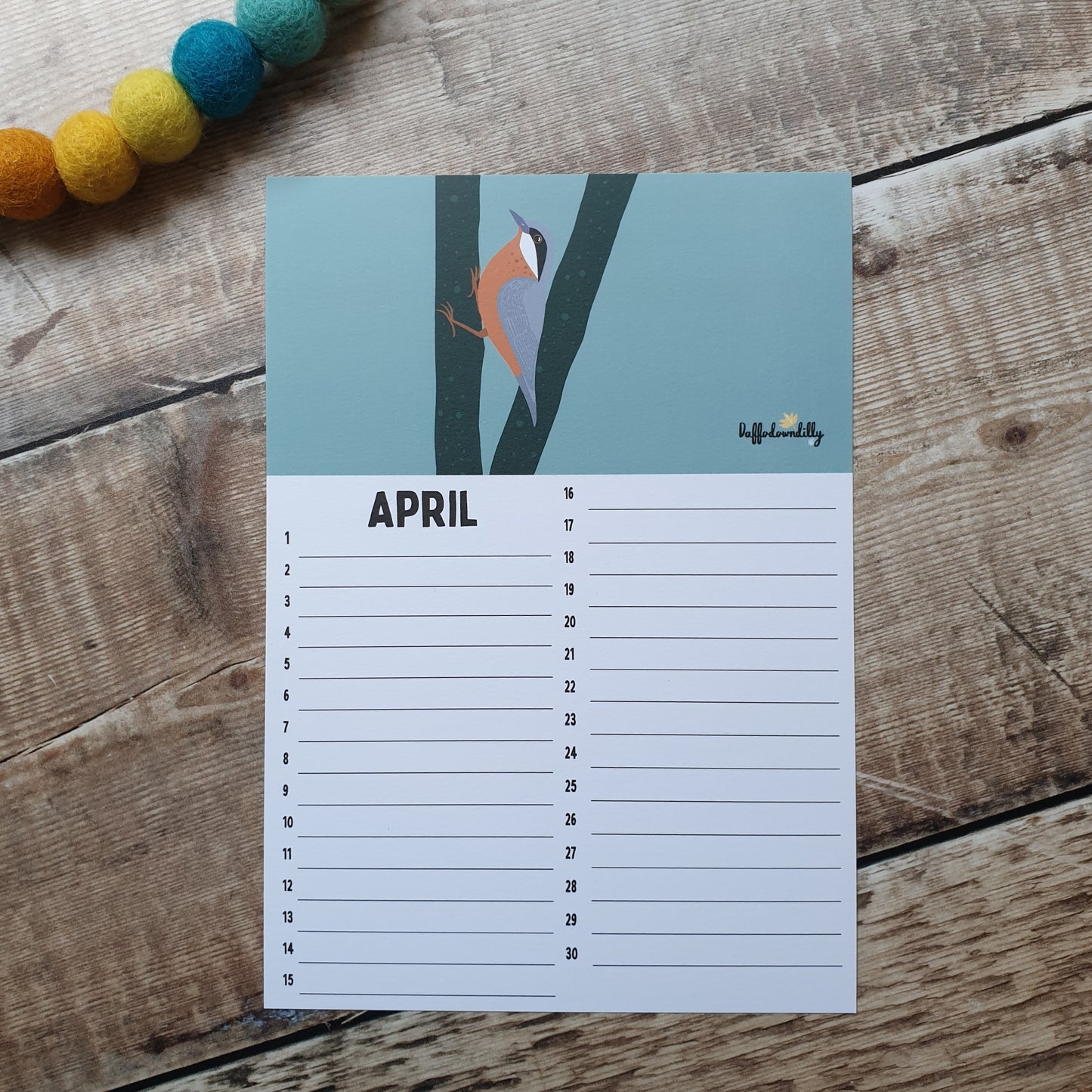 Perpetual A5 Calendar Sheets