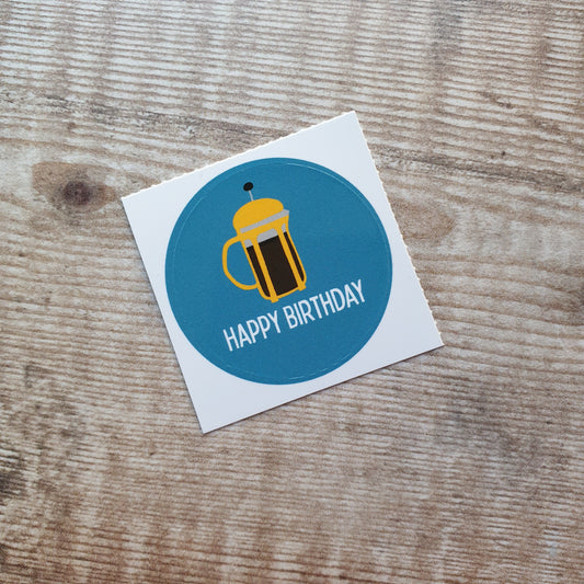 Happy Birthday Coffee 38mm Vinyl Sticker