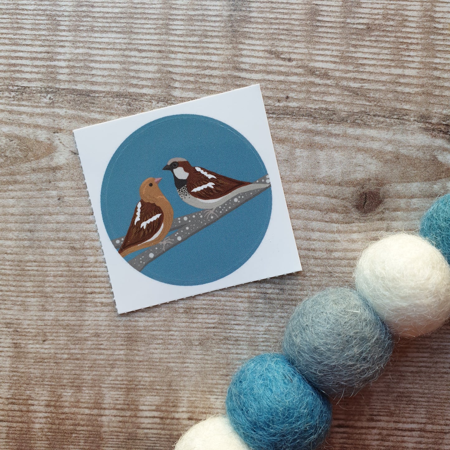 Sparrows - Blue 38mm Vinyl Sticker