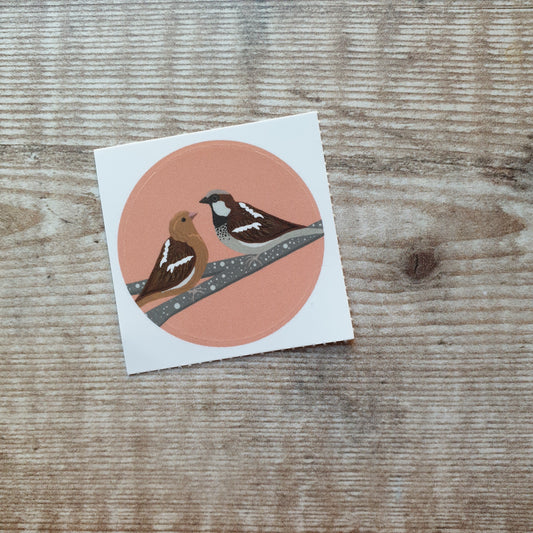 Sparrows - Coral Pink 38mm Vinyl Sticker