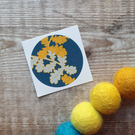 Oak Leaves 38mm Vinyl Sticker