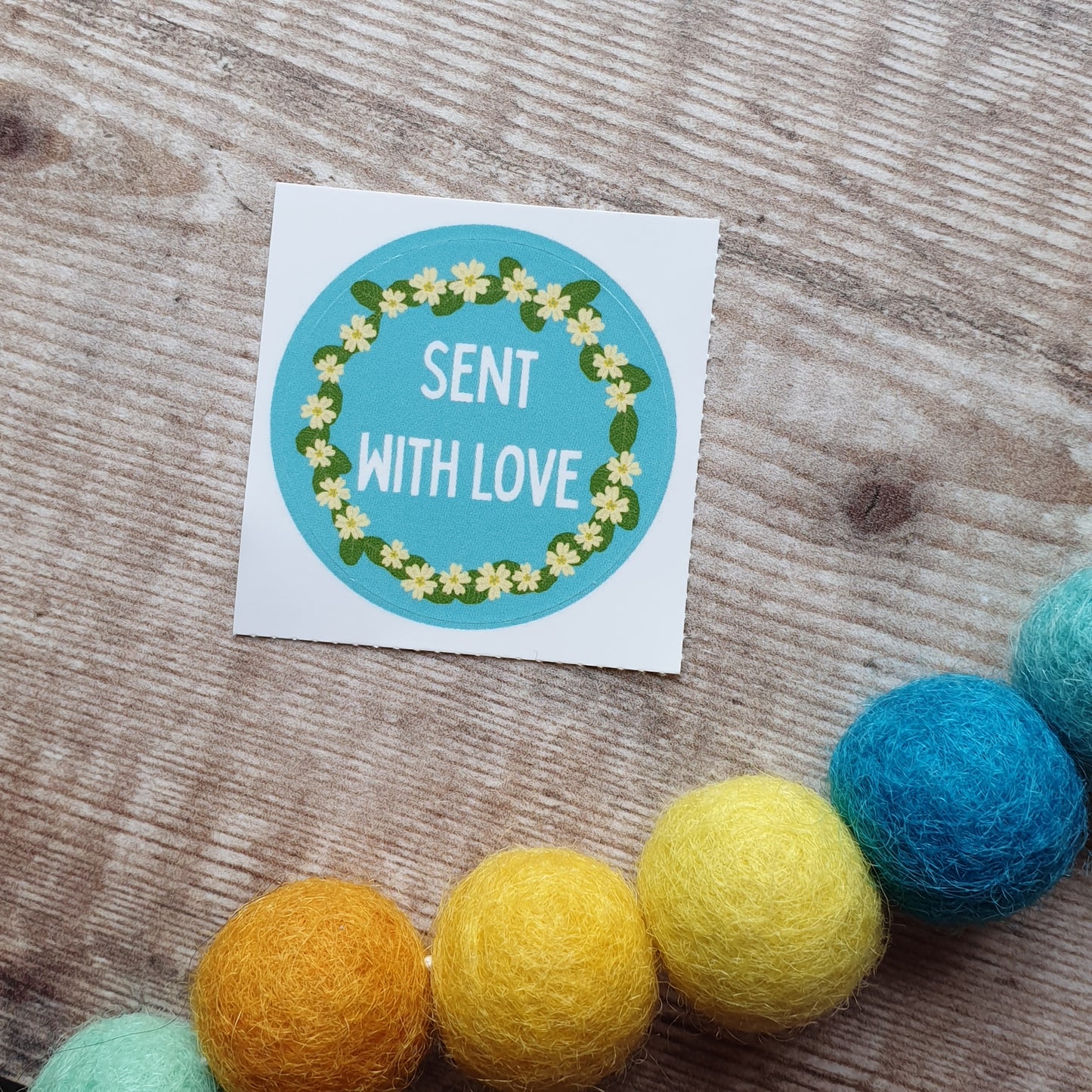Sent With Love Floral Wreath 38mm Vinyl Sticker