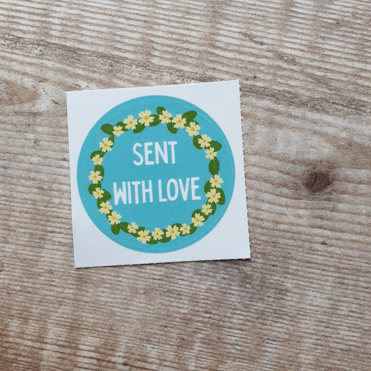 Sent With Love Floral Wreath 38mm Vinyl Sticker