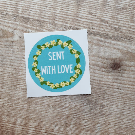 Sent With Love Floral Wreath 38mm Vinyl Sticker