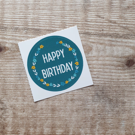 Happy Birthday Floral Wreath 38mm Vinyl Sticker
