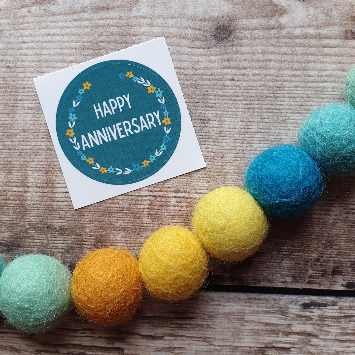 Happy Anniversary Floral Wreath 38mm Vinyl Sticker