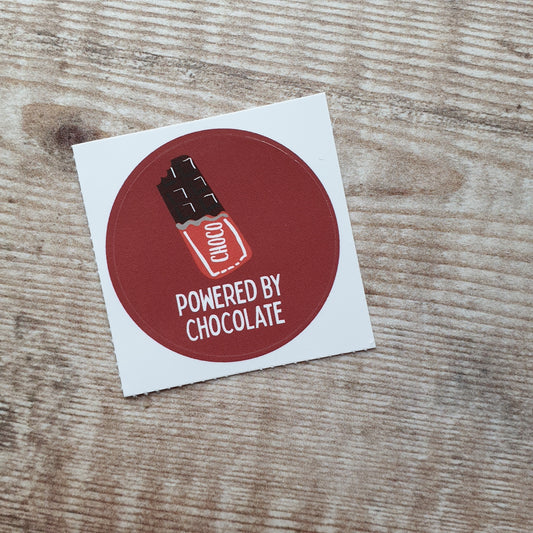 Powered by Chocolate 38mm Vinyl Sticker