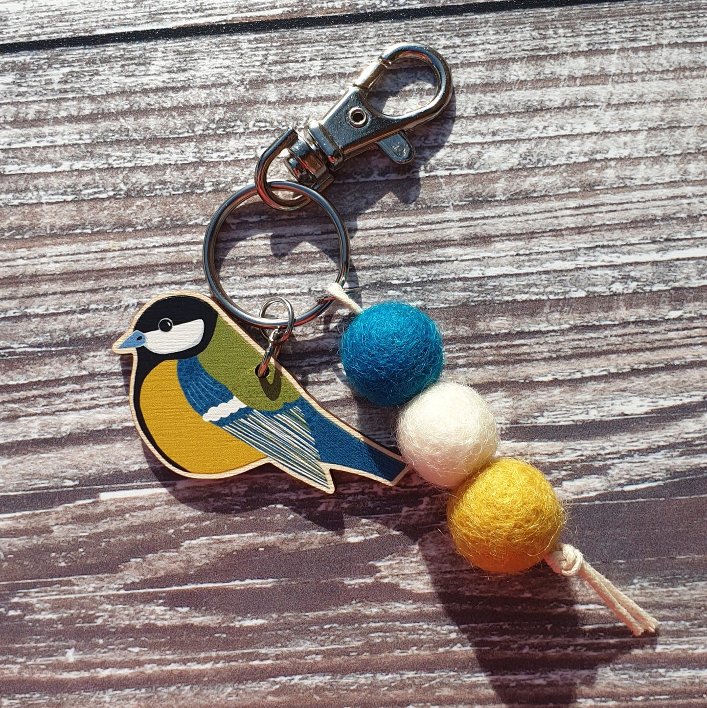 Great Tit Bag Charm Keyring