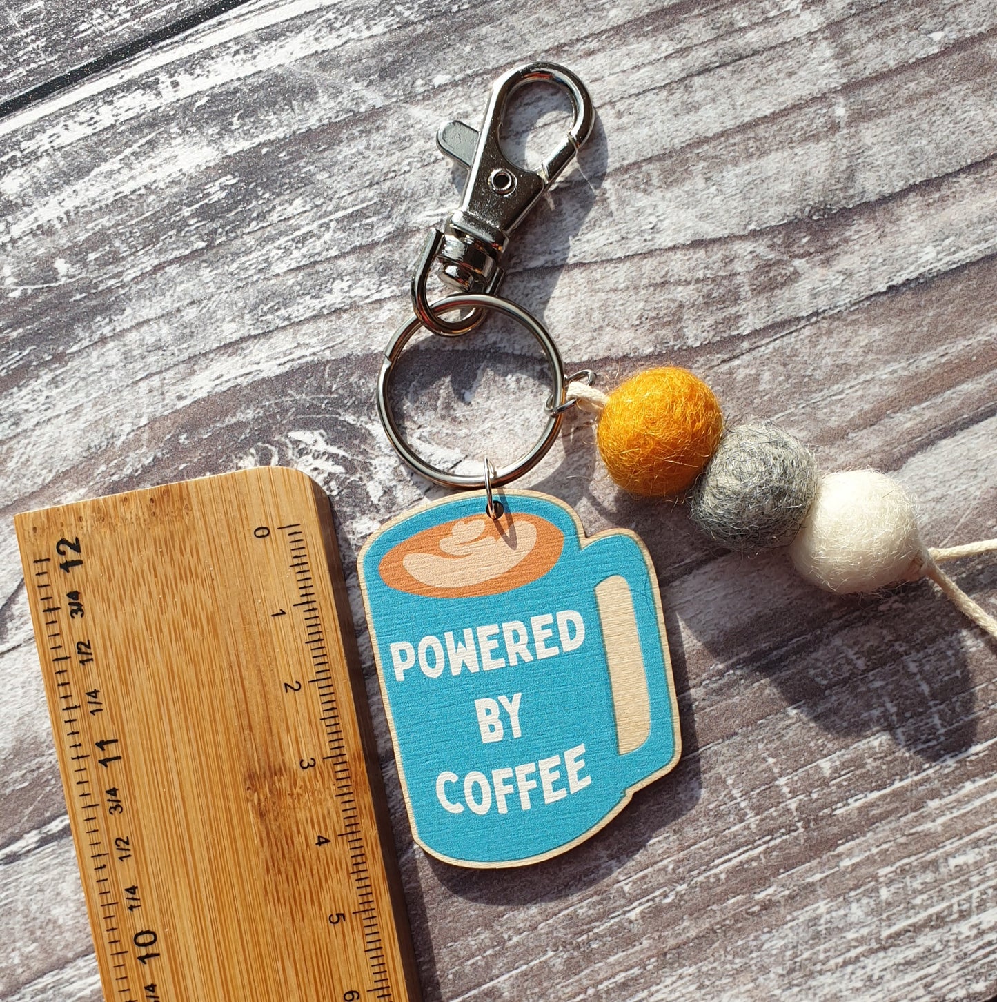 Powered by Coffee Bag Charm Keyring