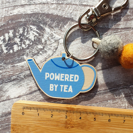 Powered by Tea Bag Charm Keyring