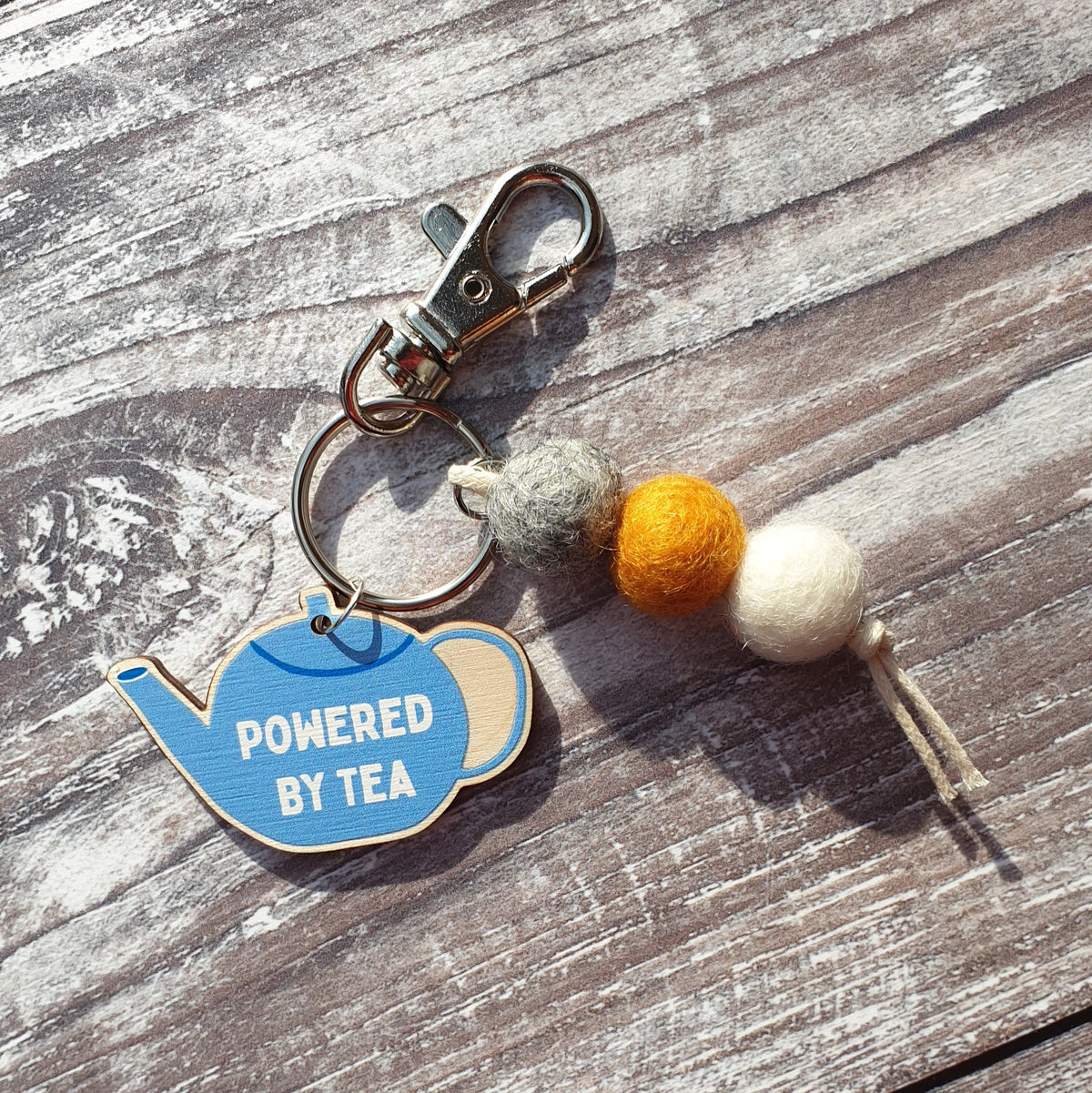 Powered by Tea Bag Charm Keyring